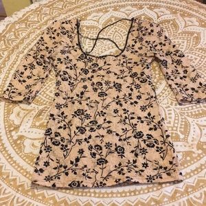 FREE PEOPLE INTIMATELY lace 3/4 slv cross back top